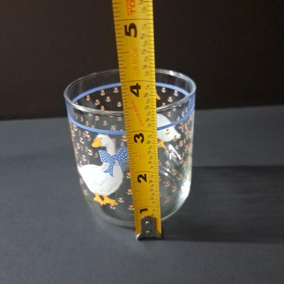 Libbey Country Goose Glass Tumbler 1980s Blue Bow Tulips 3 3/8" Vintage USA - Picture 4 of 14